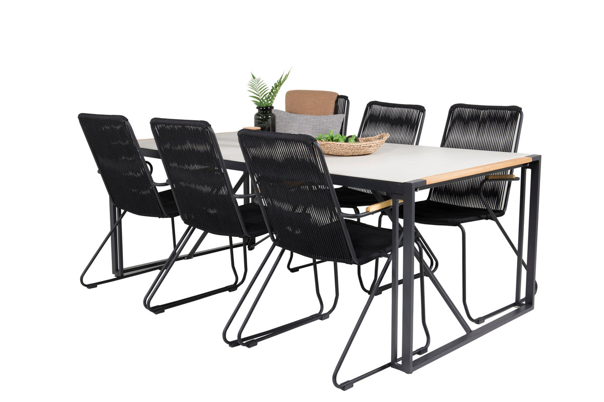 Venture Design Bois & Texas Matstolar Svart + Matbord 200x100