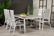Venture Design Levels & Copacabana Rektangulära Matbord 160 x 100 Vit + Reclinerstolar 2-pack Grå