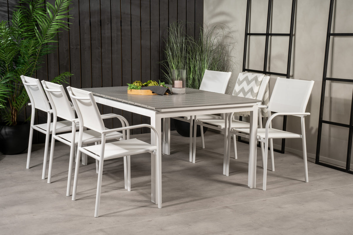Venture Design Levels & Santorini Rektangulära Matbord 160 x 100 Vit + Matstolar 2-pack Vit