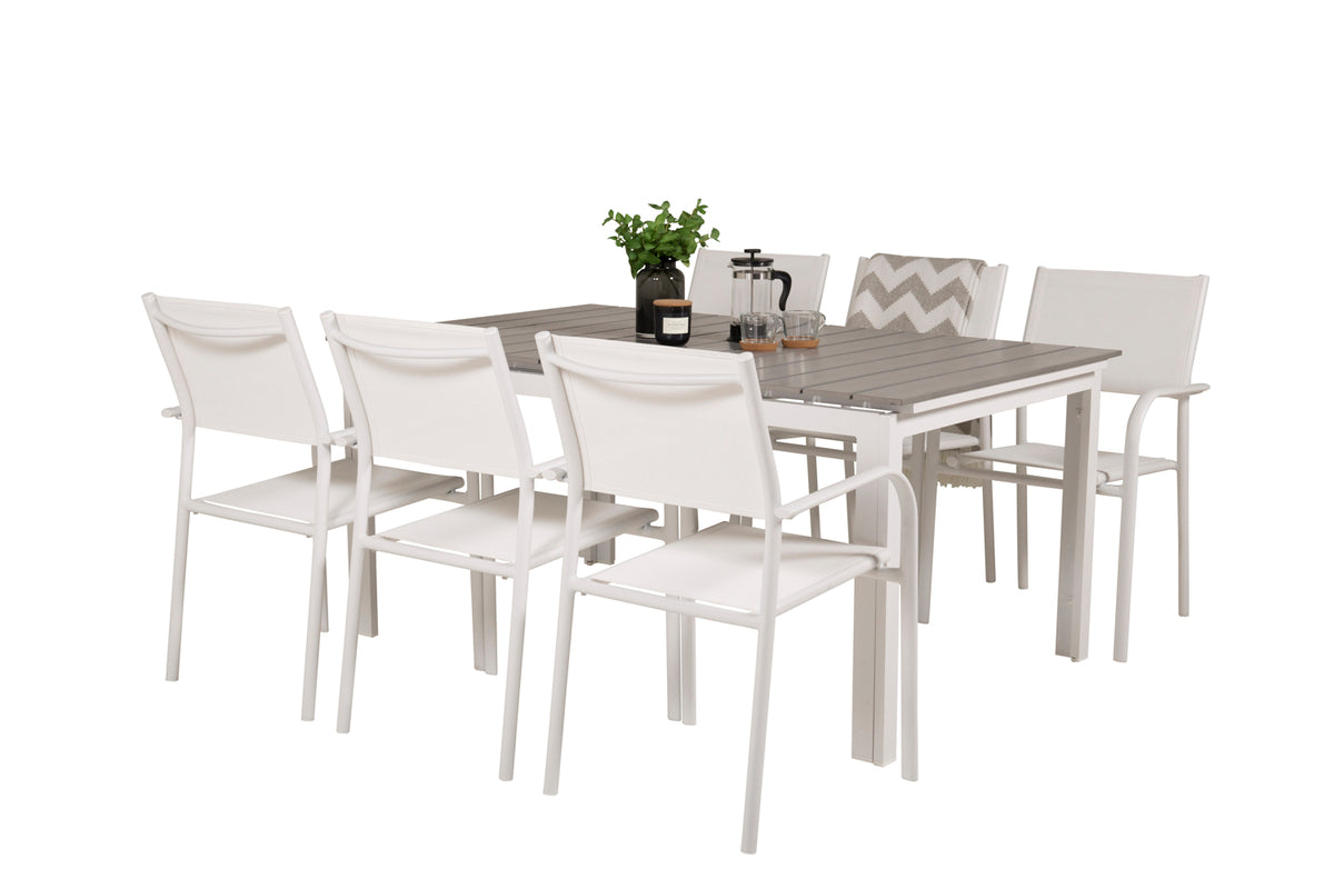 Venture Design Levels & Santorini Rektangulära Matbord 160 x 100 Vit + Matstolar 2-pack Vit