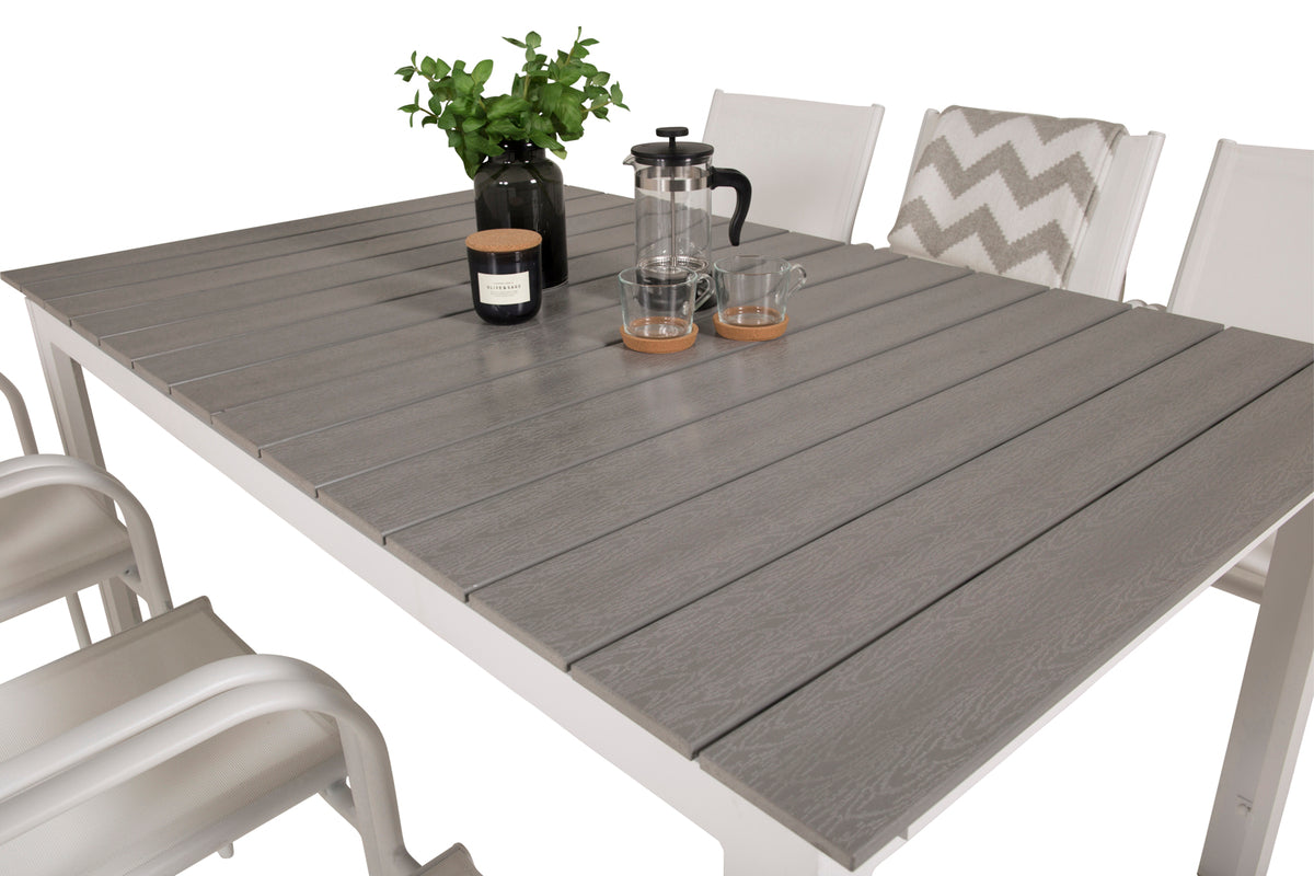 Venture Design Levels & Santorini Rektangulära Matbord 160 x 100 Vit + Matstolar 2-pack Vit