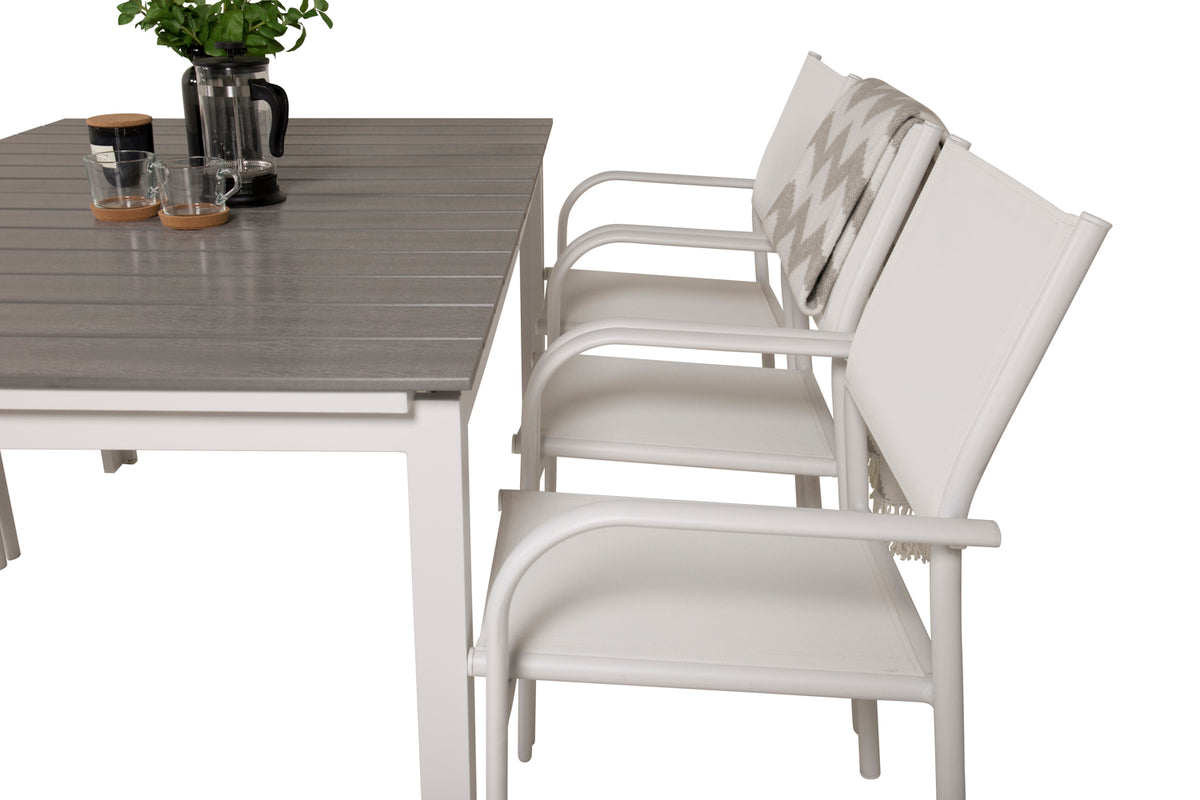 Venture Design Levels & Santorini Rektangulära Matbord 160 x 100 Vit + Matstolar 2-pack Vit