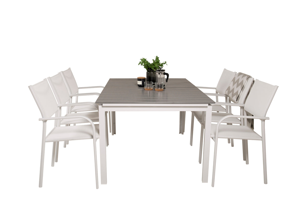 Venture Design Levels & Santorini Rektangulära Matbord 160 x 100 Vit + Matstolar 2-pack Vit