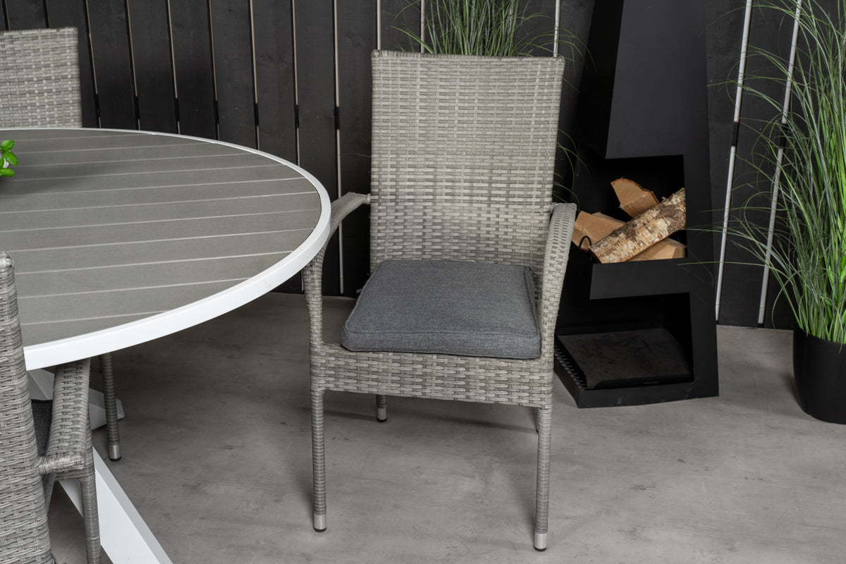 Venture Design Parma & Anna Runda Matbord ø140 Vit + Matstolar Grå
