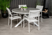 Venture Design Parma & Santorini Runda Matbord ø140 Vit + Matstolar Vit
