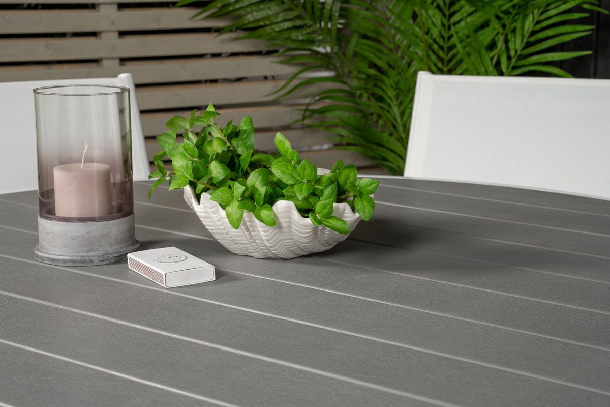 Venture Design Parma & Santorini Runda Matbord ø140 Vit + Matstolar Vit