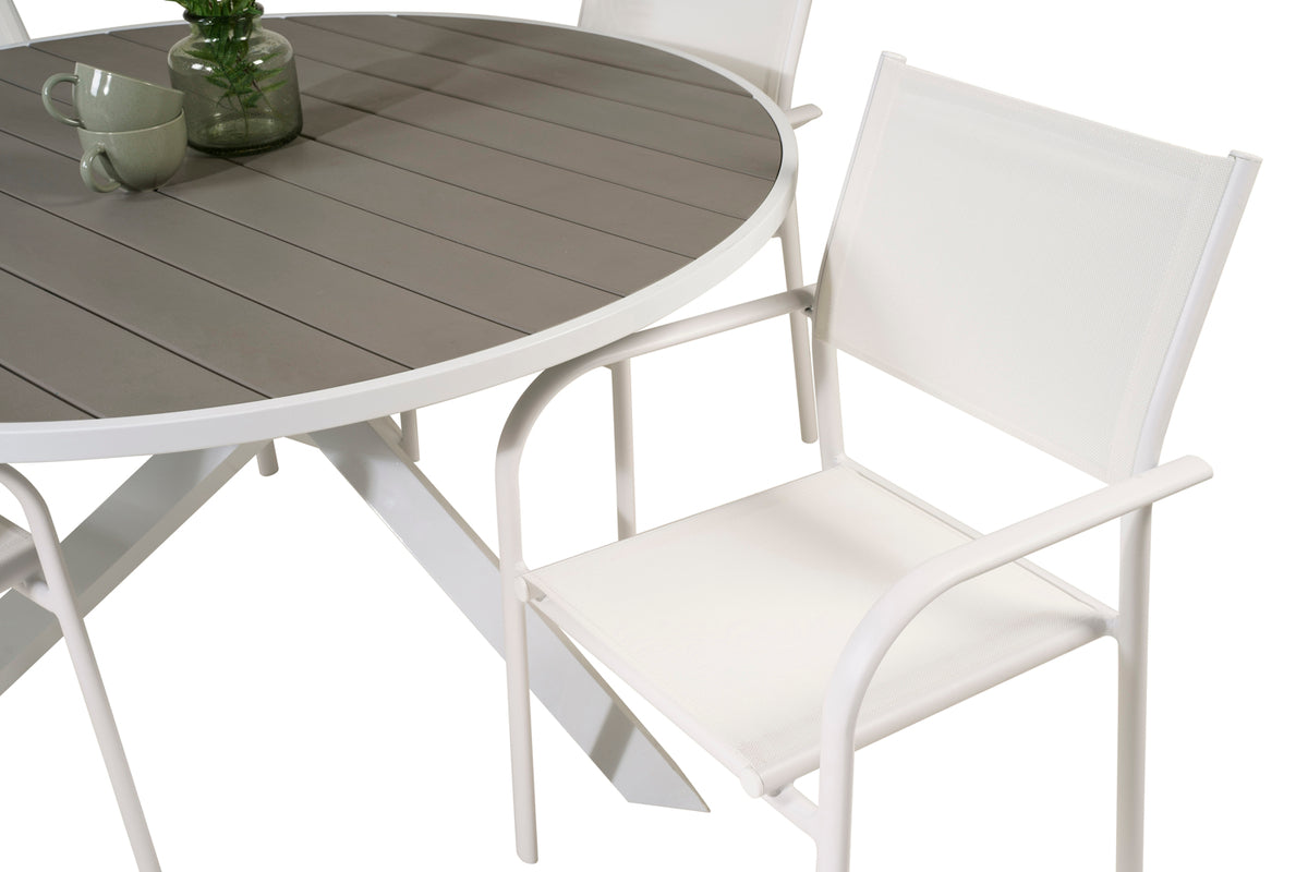 Venture Design Parma & Santorini Runda Matbord ø140 Vit + Matstolar Vit