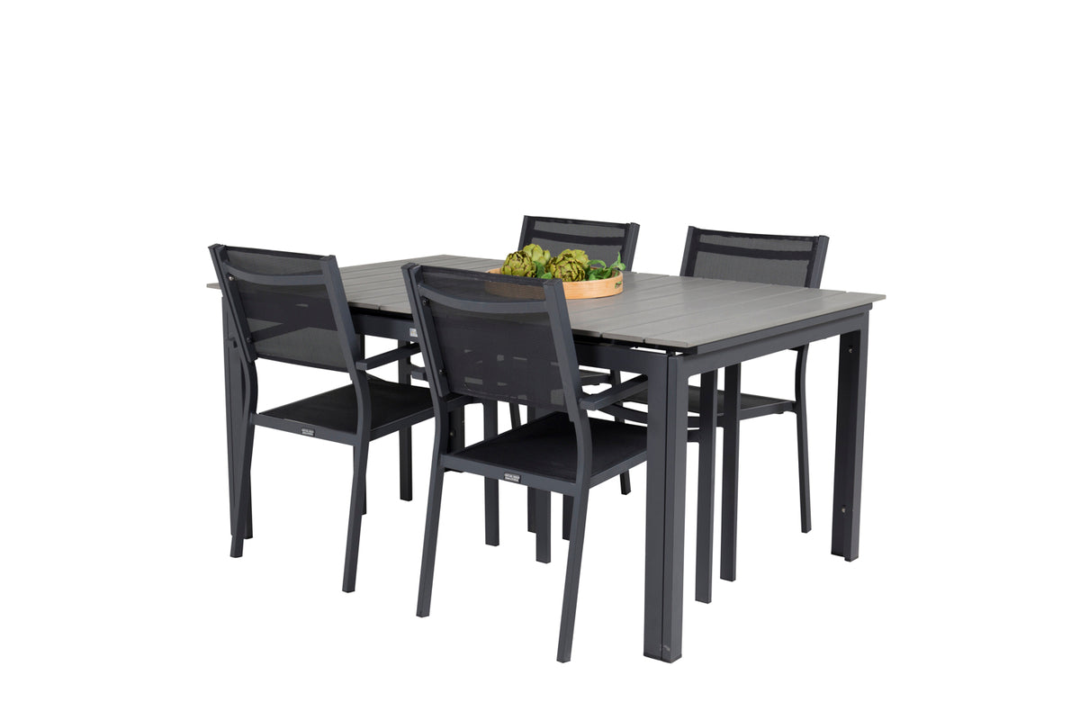 Venture Design Levels & Copacabana Matbord 160x100x75 + Matstolar Svart