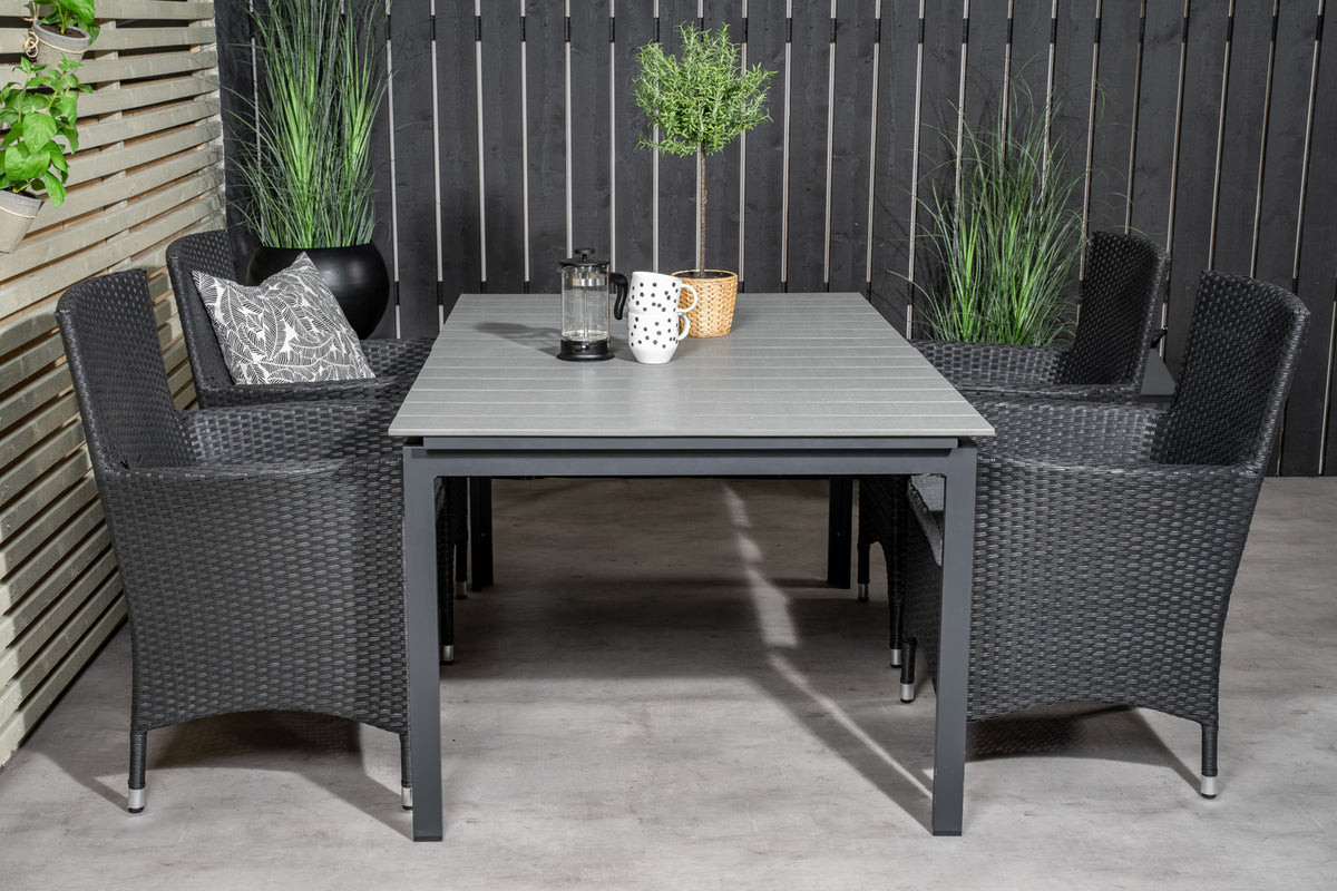 Venture Design Levels & Malin Matbord 160x100x75 + Matstolar Svart