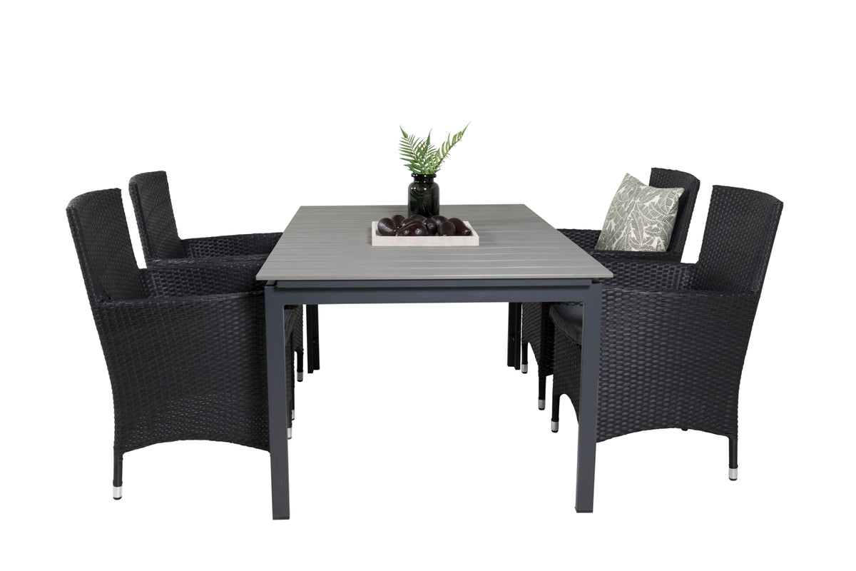 Venture Design Levels & Malin Matbord 160x100x75 + Matstolar Svart