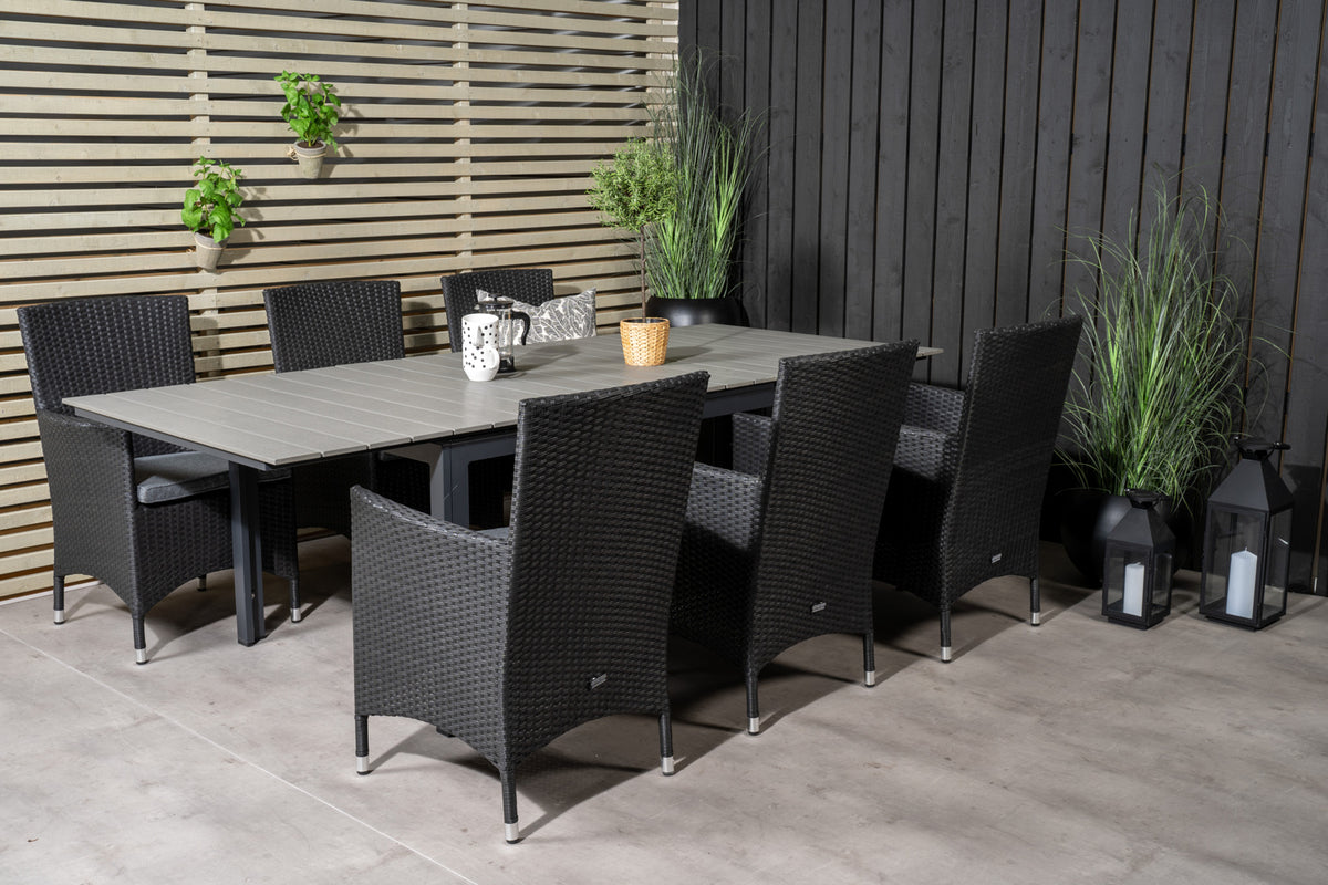 Venture Design Levels & Malin Matbord 160x100x75 + Matstolar Svart