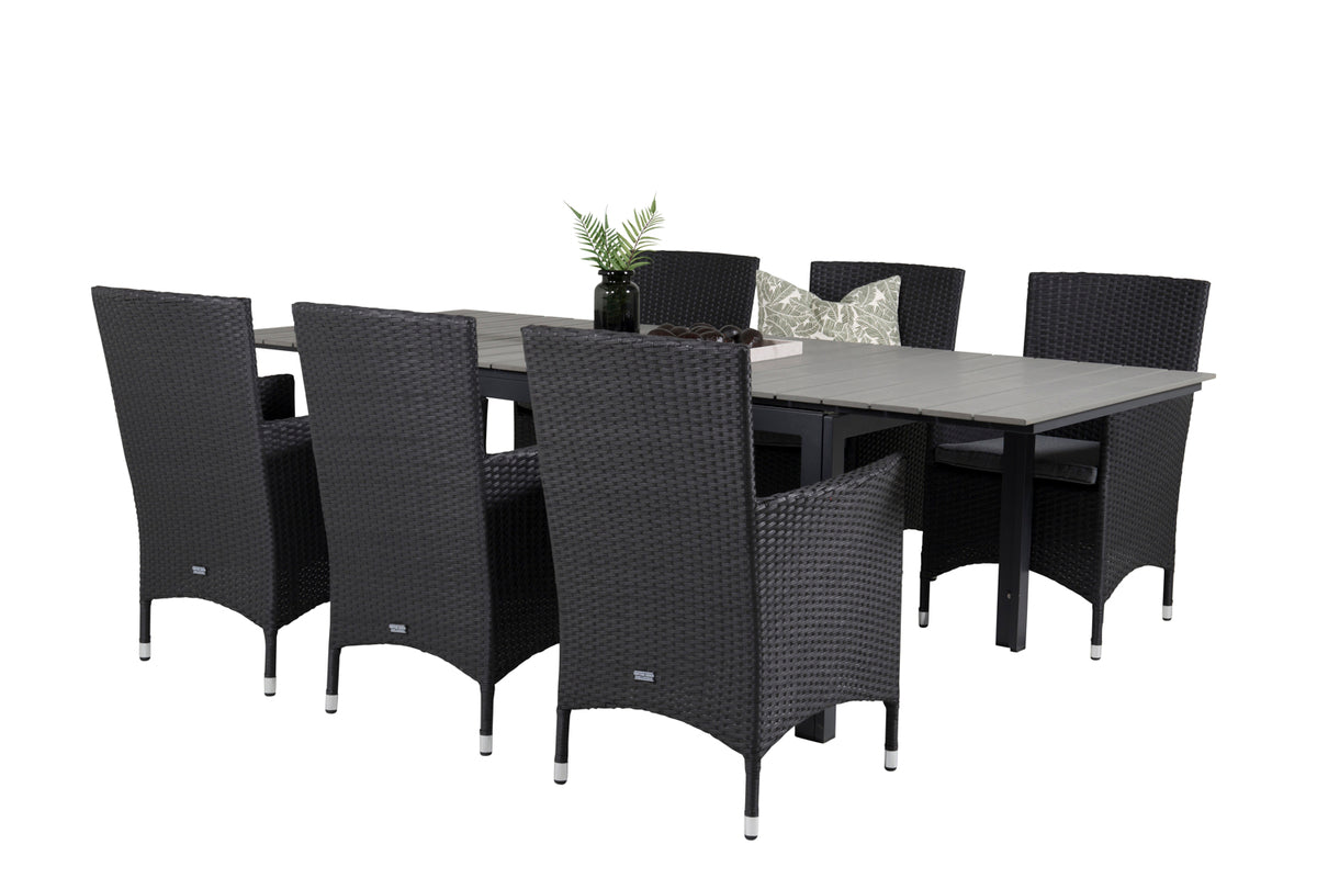 Venture Design Levels & Malin Matbord 160x100x75 + Matstolar Svart