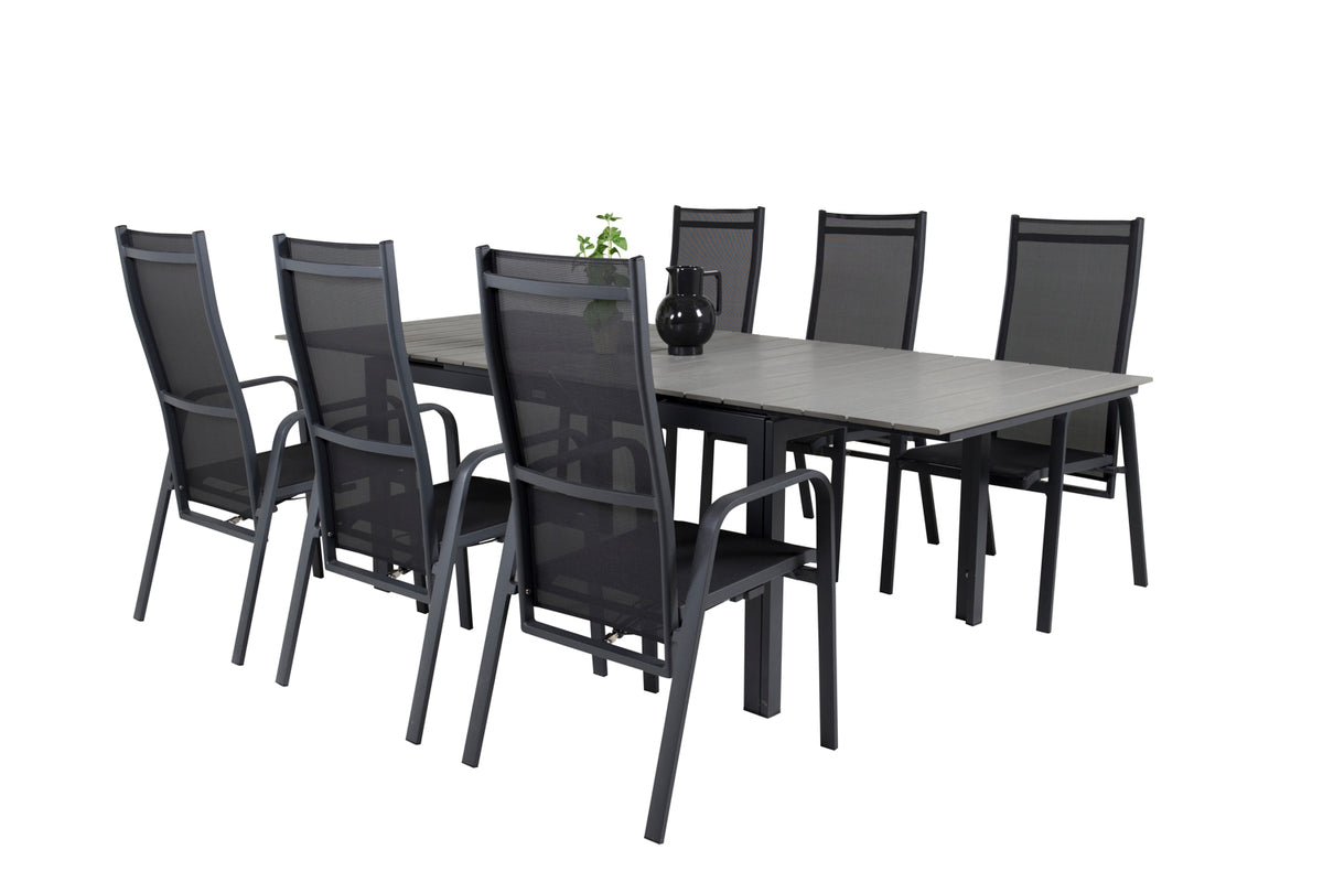 Venture Design Levels & Copacabana Matbord 160x100x75 + Reclinerstolar Svart