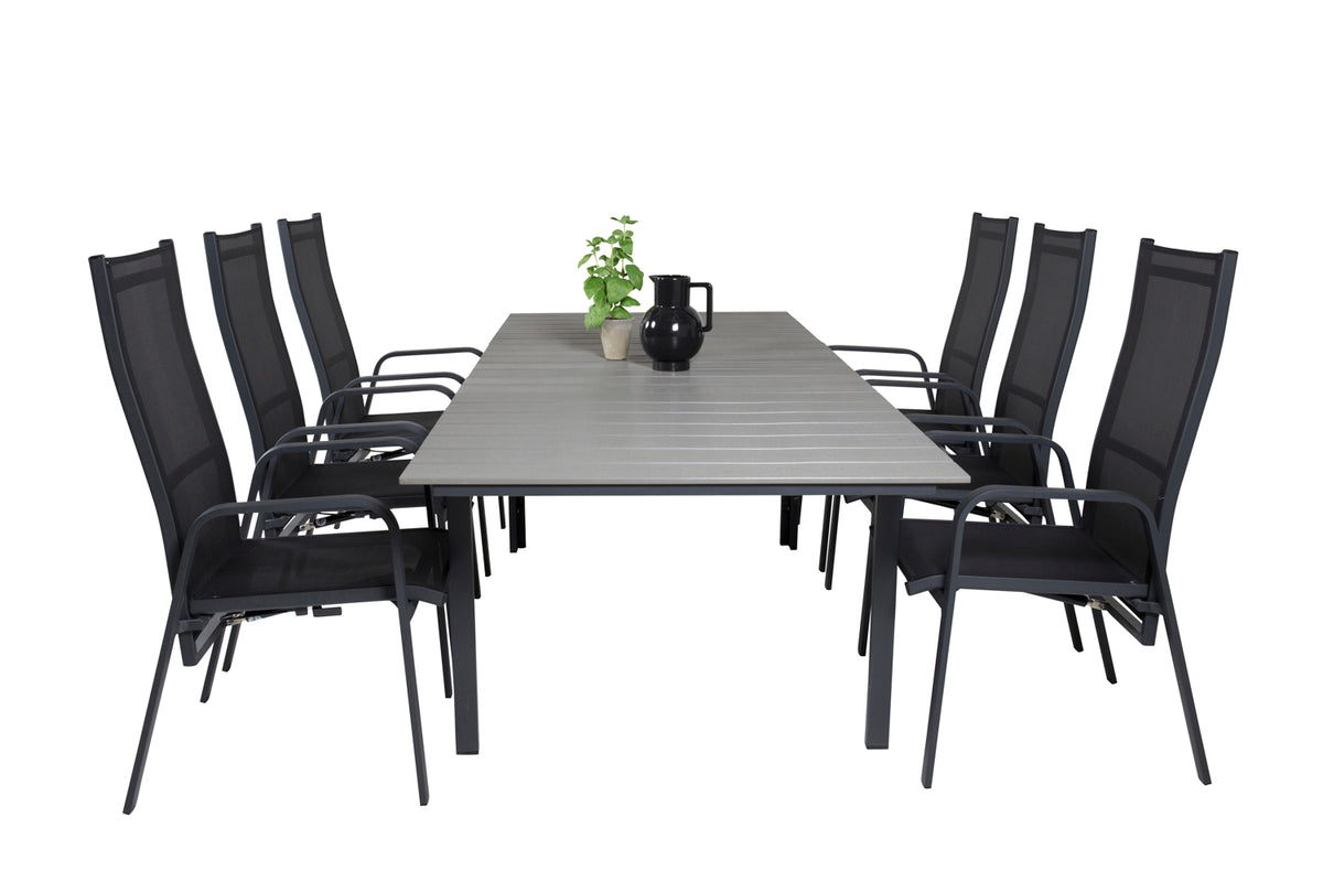 Venture Design Levels & Copacabana Matbord 160x100x75 + Reclinerstolar Svart