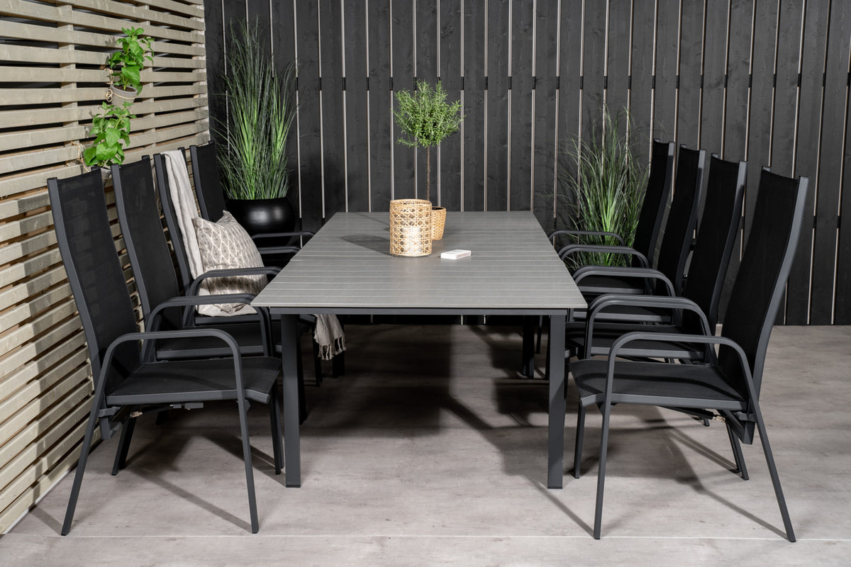 Venture Design Levels & Copacabana Matbord 160x100x75 + Reclinerstolar Svart