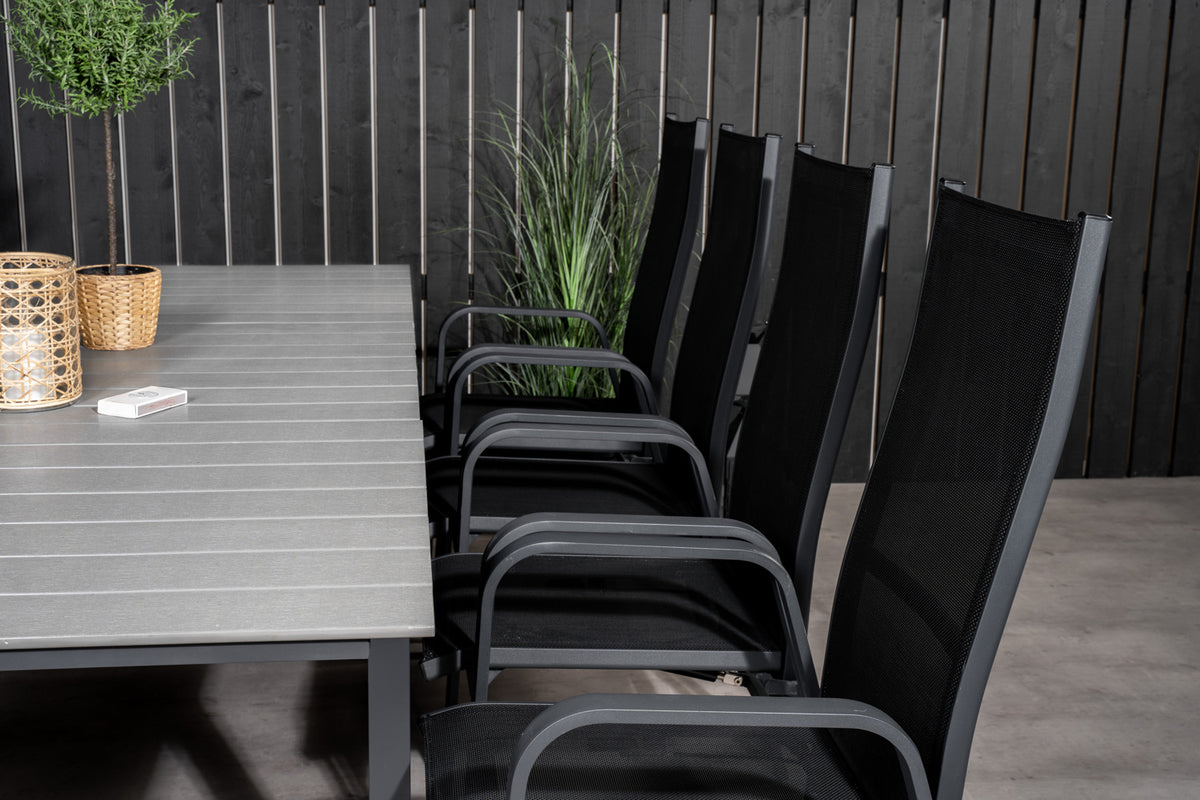 Venture Design Levels & Copacabana Matbord 160x100x75 + Reclinerstolar Svart