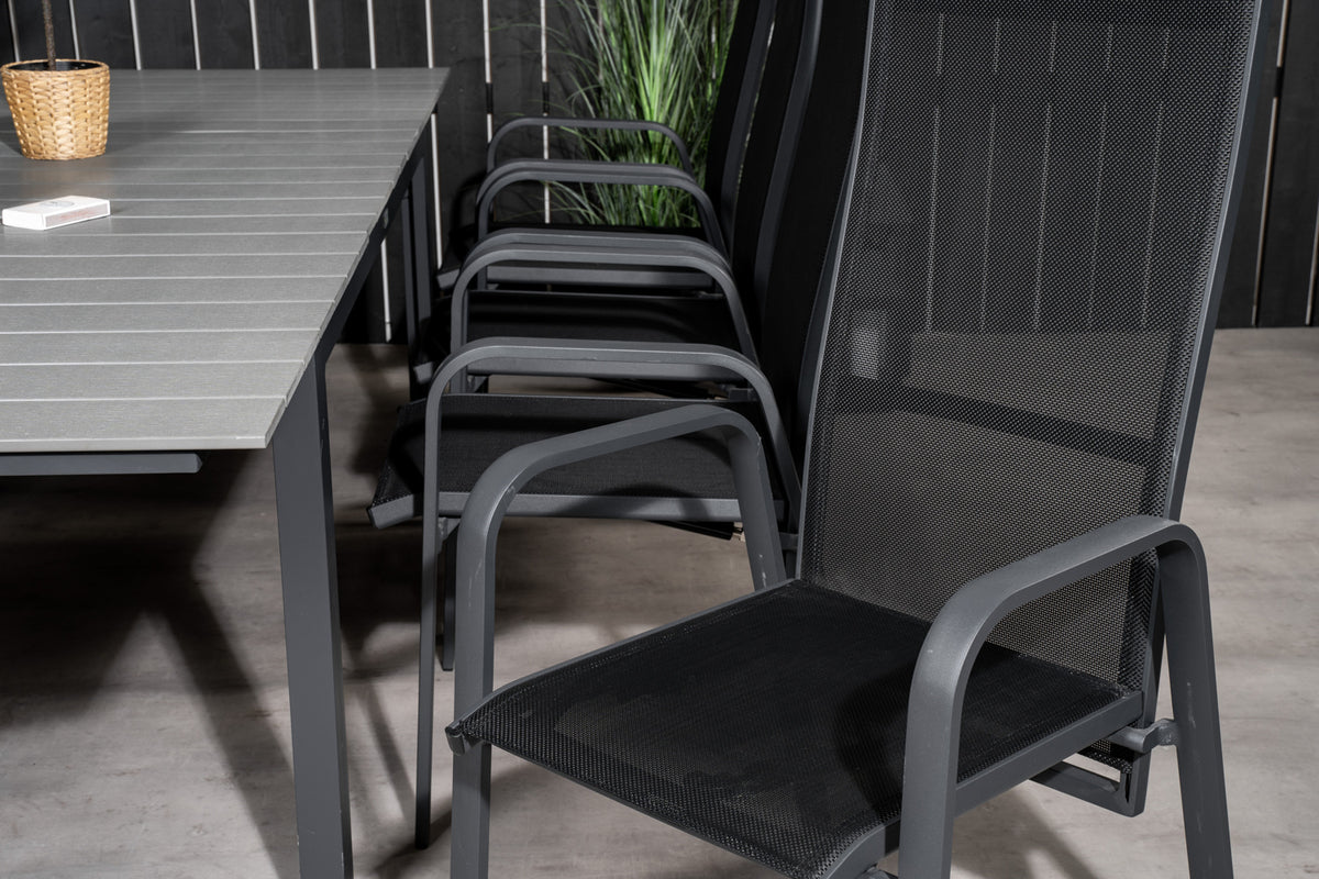 Venture Design Levels & Copacabana Matbord 160x100x75 + Reclinerstolar Svart