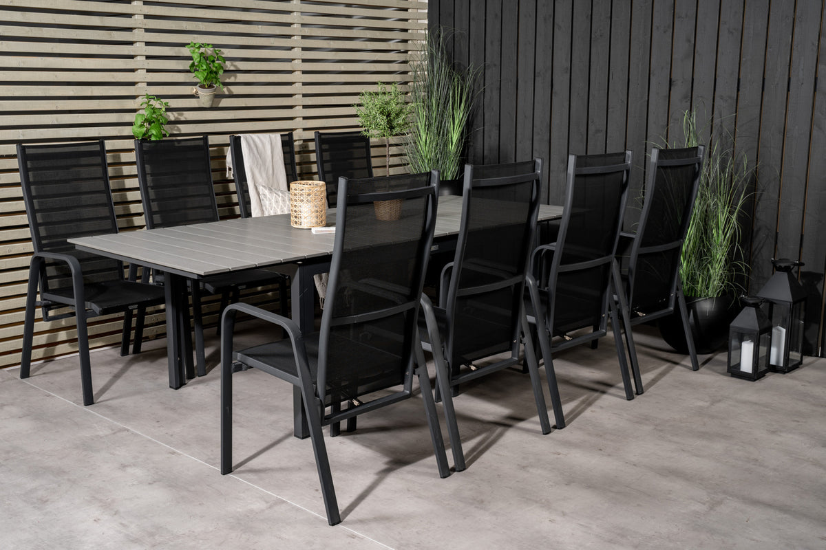 Venture Design Levels & Copacabana Matbord 160x100x75 + Reclinerstolar Svart