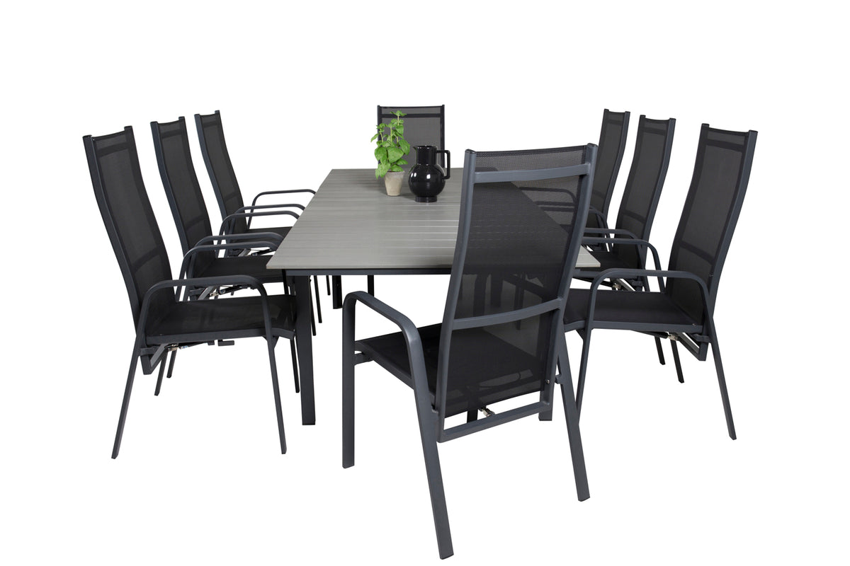 Venture Design Levels & Copacabana Matbord 160x100x75 + Reclinerstolar Svart