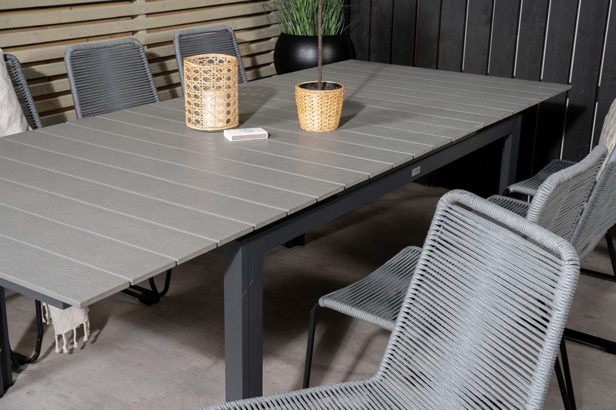 Venture Design Levels & Lindos Matbord 160x100x75 + Matstolar Grå