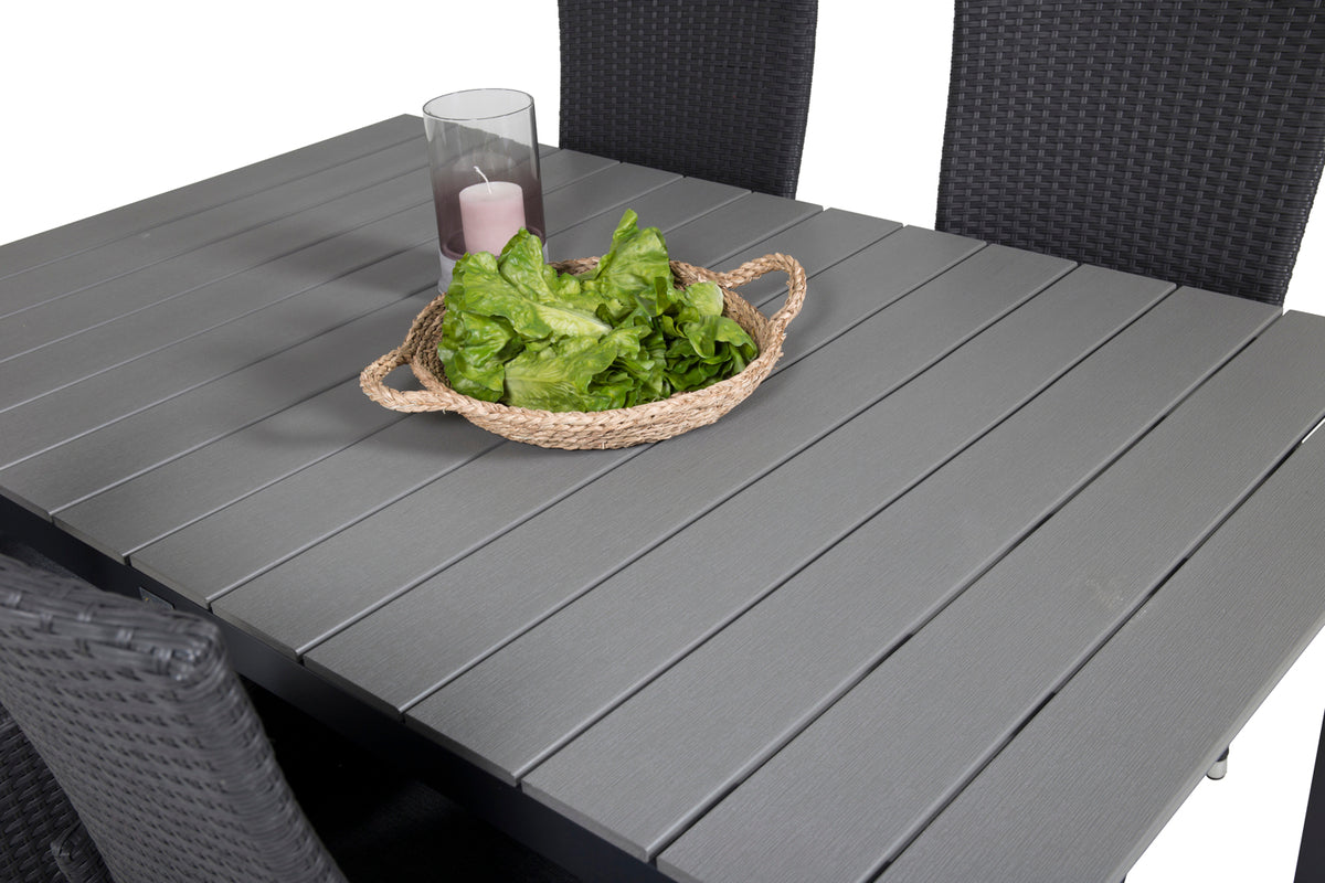 Venture Design Levels & Padova Matbord 160x100x75 + Reclinerstolar Svart