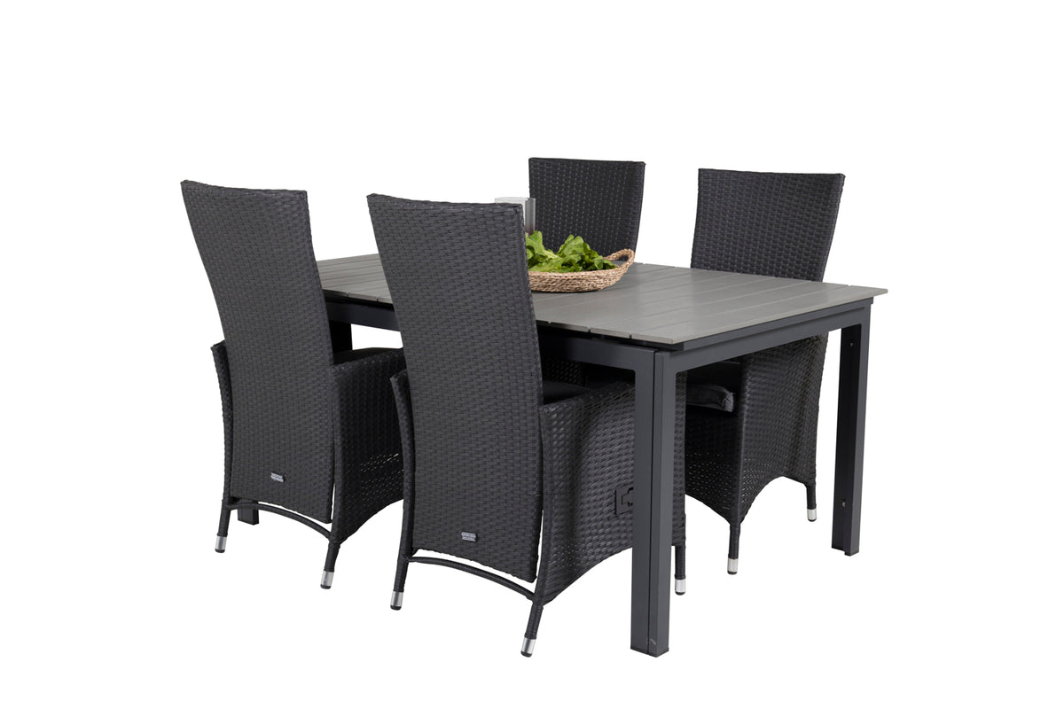 Venture Design Levels & Padova Matbord 160x100x75 + Reclinerstolar Svart