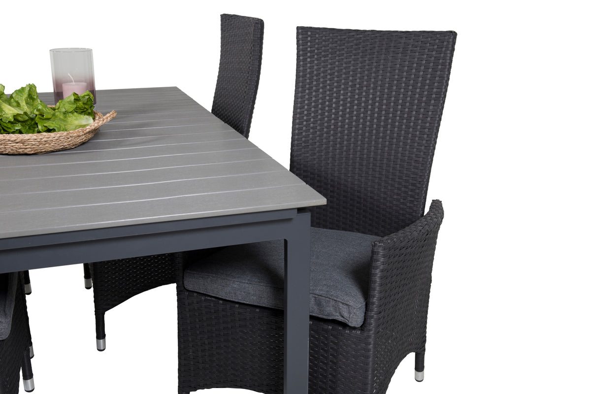 Venture Design Levels & Padova Matbord 160x100x75 + Reclinerstolar Svart