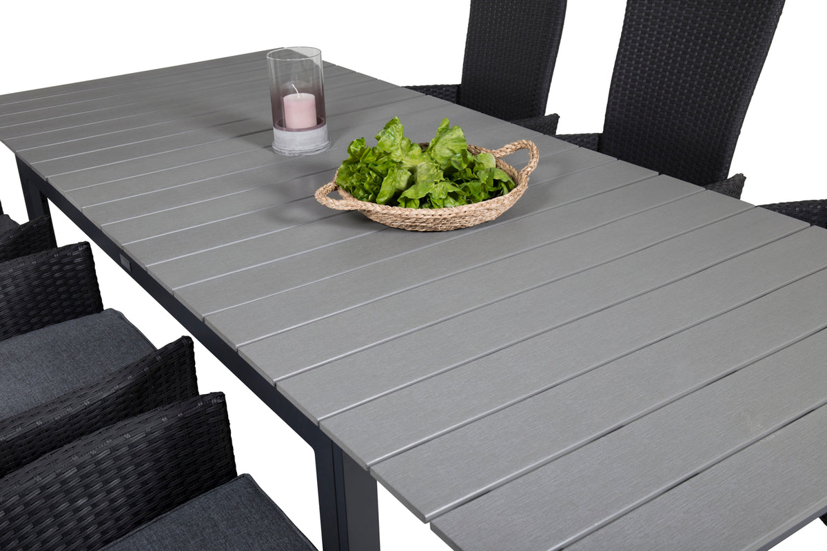 Venture Design Levels & Padova Matbord 160x100x75 + Reclinerstolar Svart