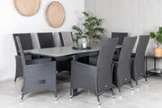 Venture Design Levels & Padova Rektangulära Matbord 160x100x75 Svart + Reclinerstolar Svart