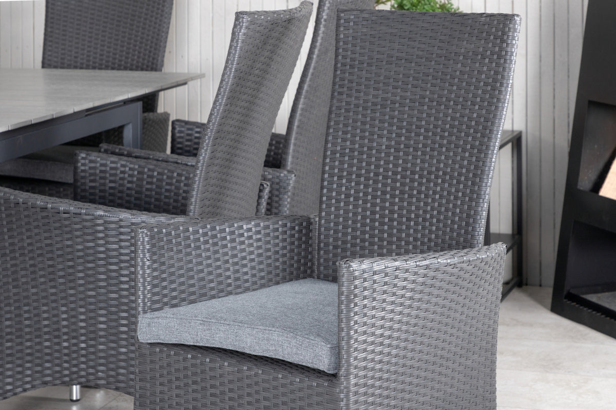 Venture Design Levels & Padova Rektangulära Matbord 160x100x75 Svart + Reclinerstolar Svart