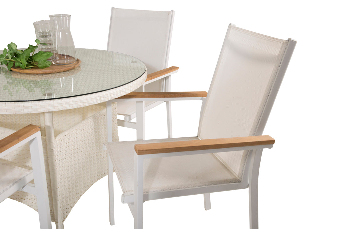 Venture Design Volta & Texas Runda Matbord 90 Vit + Matstolar Vit