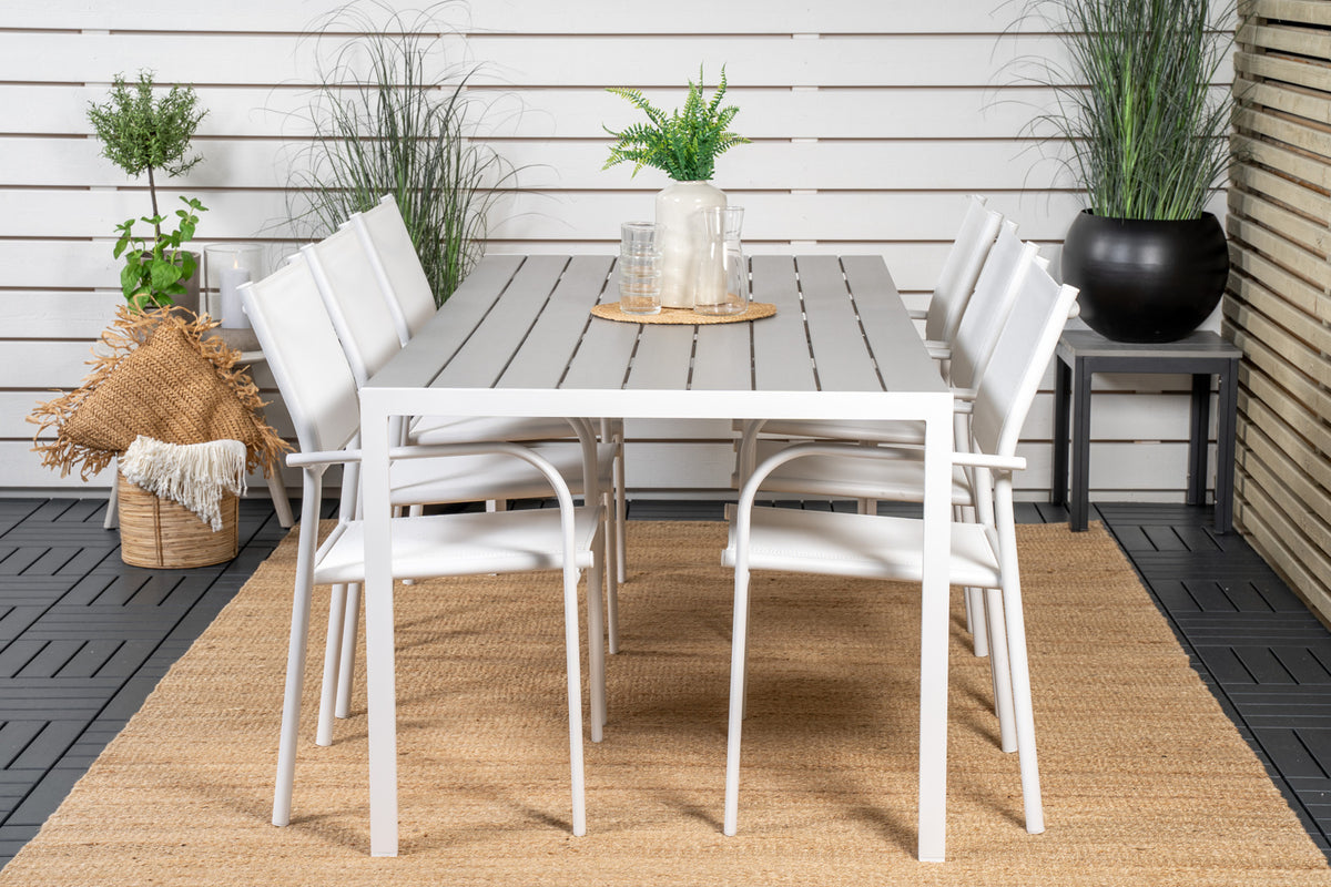 Venture Design Break | Santorini Matbord 205x90 + 6 matstolar