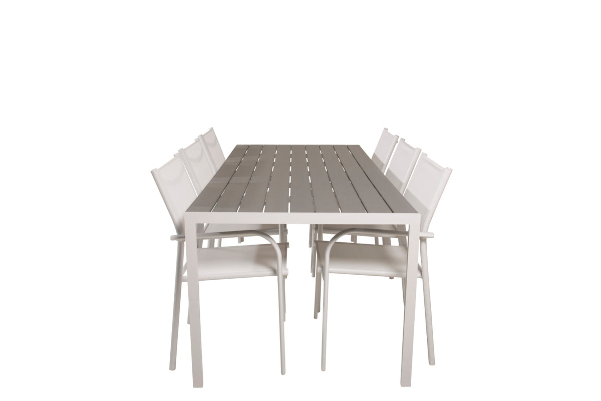 Venture Design Break | Santorini Matbord 205x90 + 6 matstolar