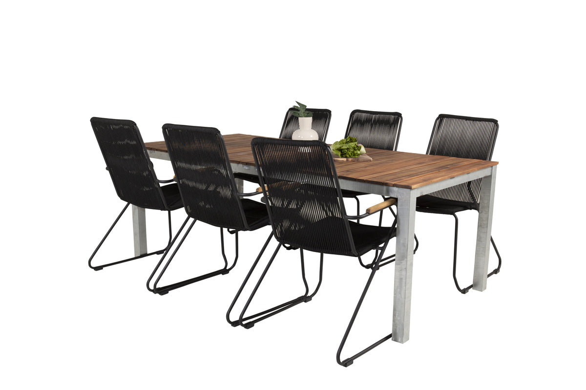 Venture Design Zenia & Bois Matbord 201 x 100 + Matstolar Svart