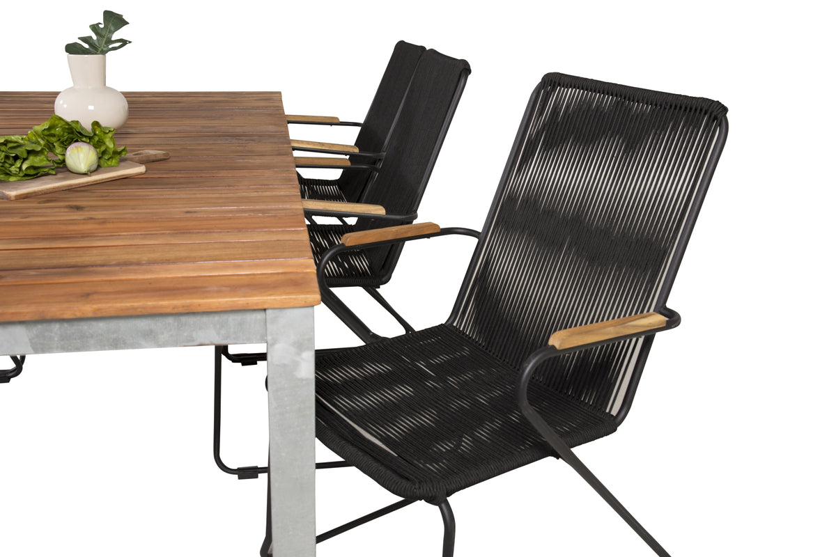Venture Design Zenia & Bois Matbord 201 x 100 + Matstolar Svart