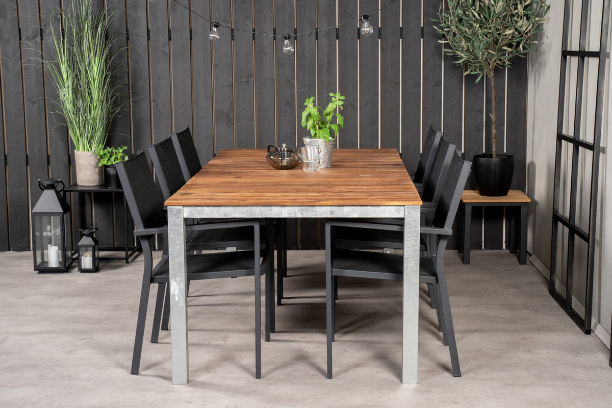 Venture Design Copacabana & Zenia Matstolar Svart + Matbord 201 x 100