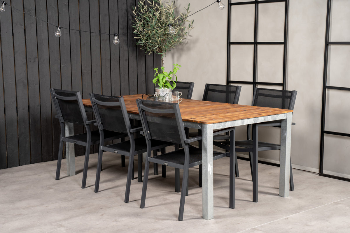 Venture Design Copacabana & Zenia Matstolar Svart + Matbord 201 x 100