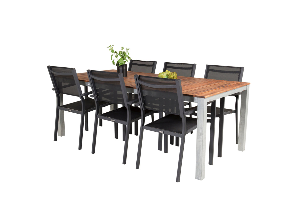 Venture Design Copacabana & Zenia Matstolar Svart + Matbord 201 x 100