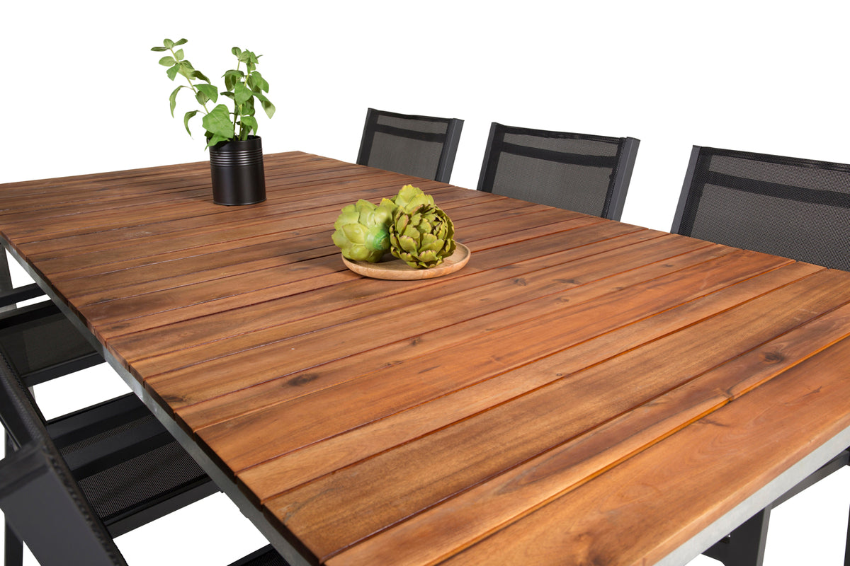 Venture Design Copacabana & Zenia Matstolar Svart + Matbord 201 x 100