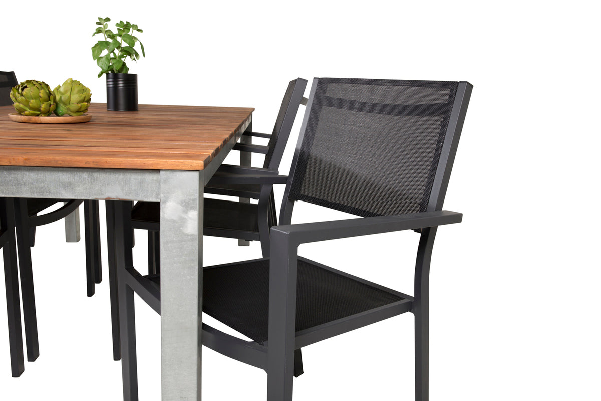 Venture Design Copacabana & Zenia Matstolar Svart + Matbord 201 x 100