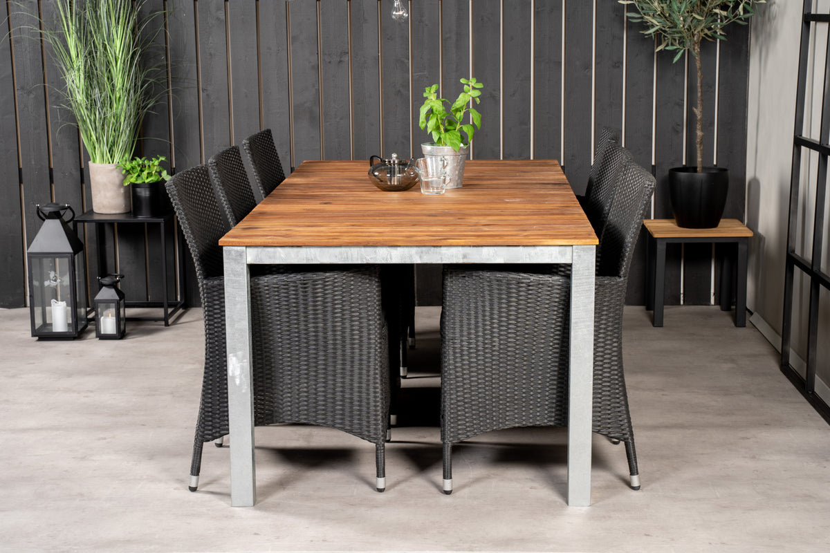 Venture Design Knick & Zenia Matstolar Svart + Matbord 201 x 100