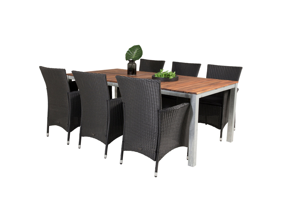 Venture Design Knick & Zenia Matstolar Svart + Matbord 201 x 100
