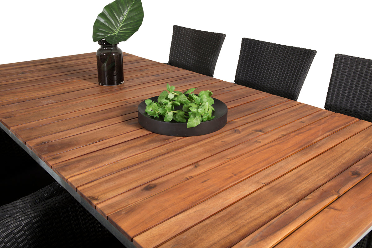Venture Design Knick & Zenia Matstolar Svart + Matbord 201 x 100