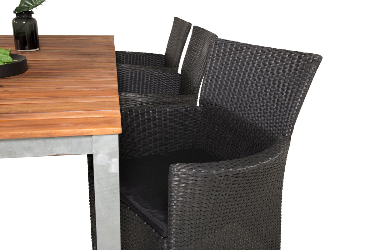 Venture Design Knick & Zenia Matstolar Svart + Matbord 201 x 100
