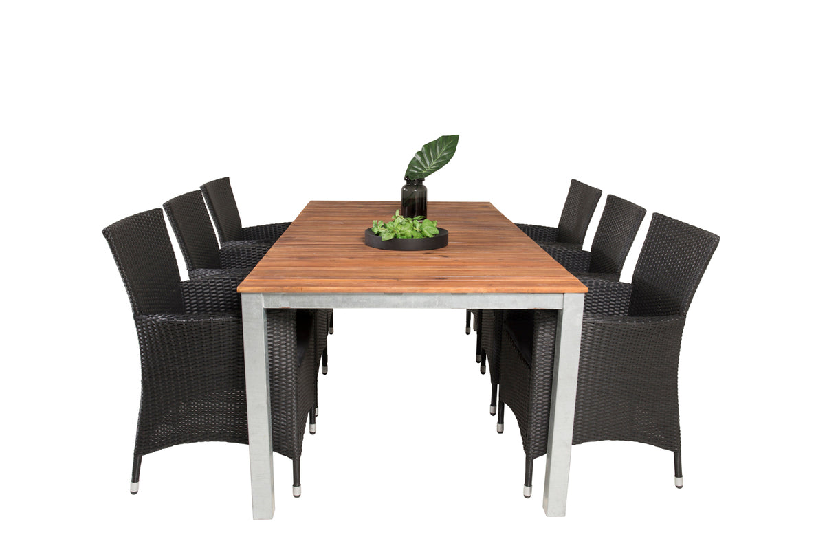 Venture Design Knick & Zenia Matstolar Svart + Matbord 201 x 100