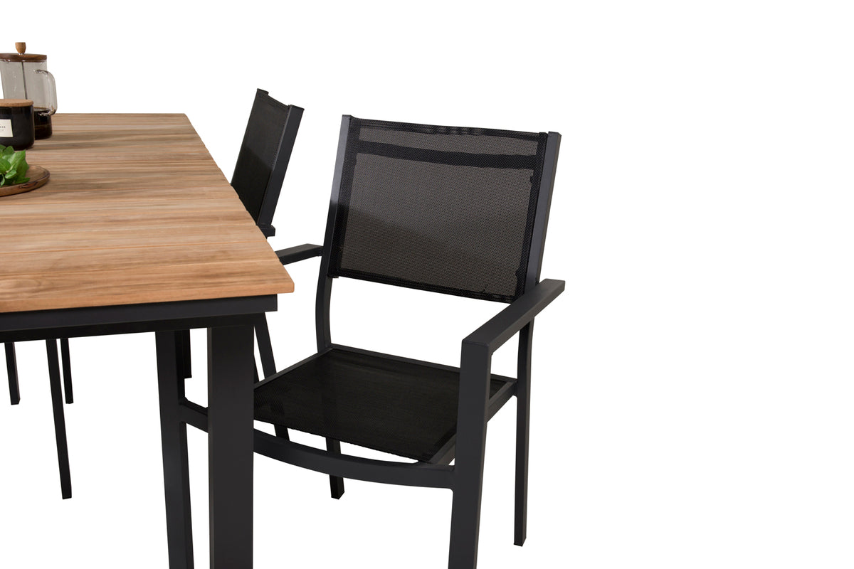 Venture Design Copacabana & Mexico Matstolar Svart + Matbord 90x180/240