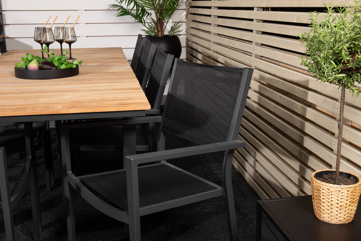 Venture Design Copacabana & Mexico Matstolar Svart + Matbord 90x180/240