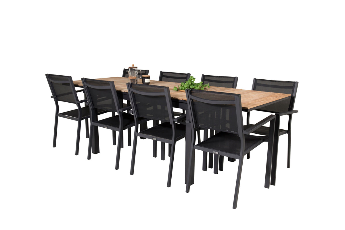 Venture Design Copacabana & Mexico Matstolar Svart + Matbord 90x180/240
