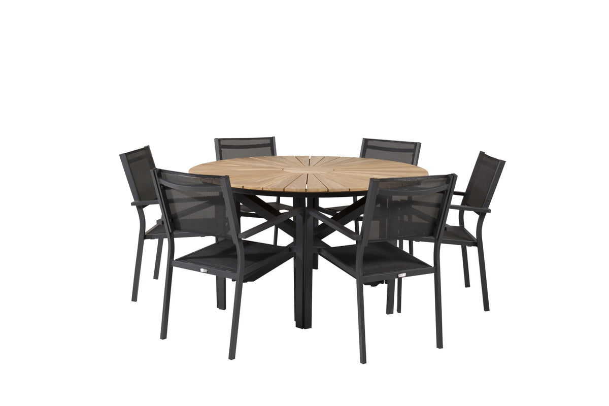 Venture Design Copacabana & Mexico Matstolar Svart + Runda Matbord ø140 Svart