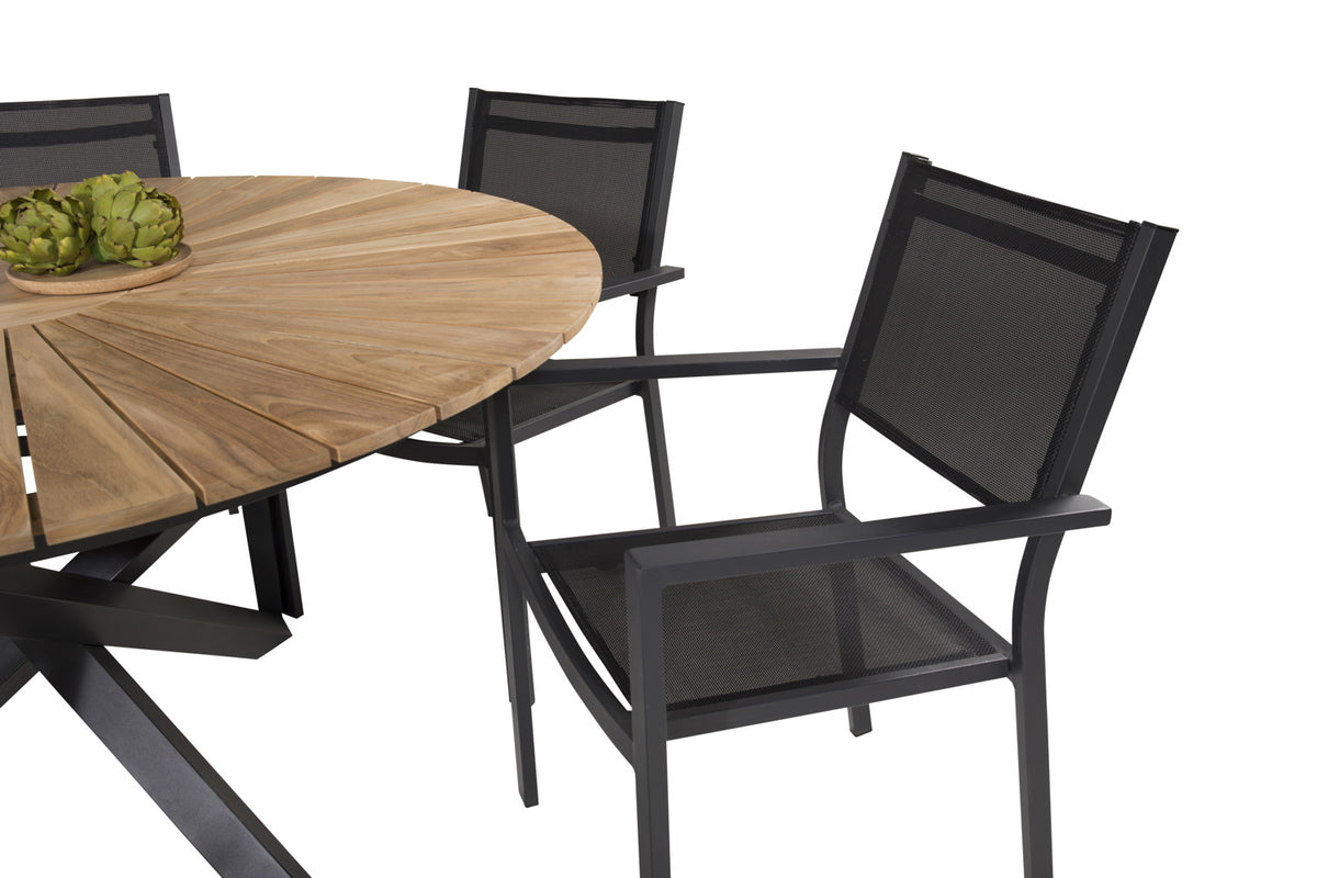 Venture Design Copacabana & Mexico Matstolar Svart + Runda Matbord ø140 Svart